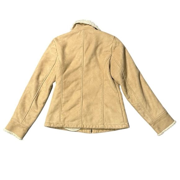 Liz Claiborne 90’s Faux Suede & Sherpa Lined Whipstitch Detail Jacket Size S - Picture 4 of 12